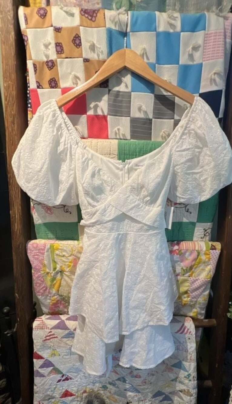 NWT Crystal Doll White Embroidered Tier Dress size XS